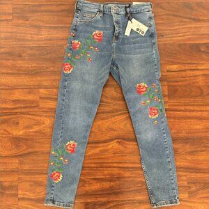 TopShop Jamie Embroidered Jeans